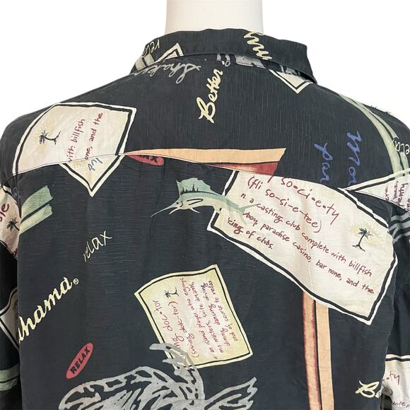 Tommy Bahama Men's Island Graphic 100% Silk Button Down Short Sleeve Shirt Sz L - Picture 4 of 5